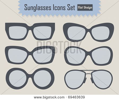 Modern style sunglasses icons set on creamy background- flat design