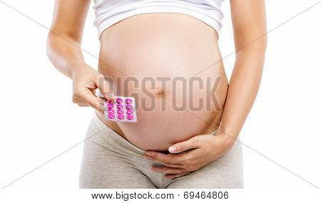 Pregnant woman with syringe