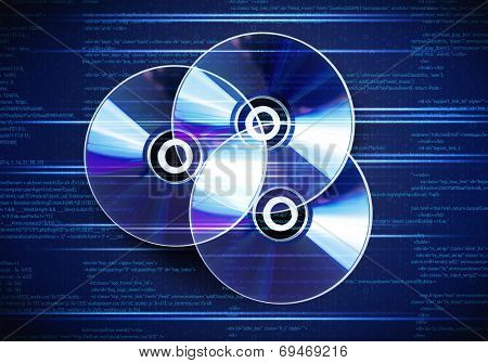 Conceptual image with CD disk and binary code