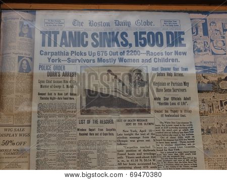 Titanic Sinks Headline