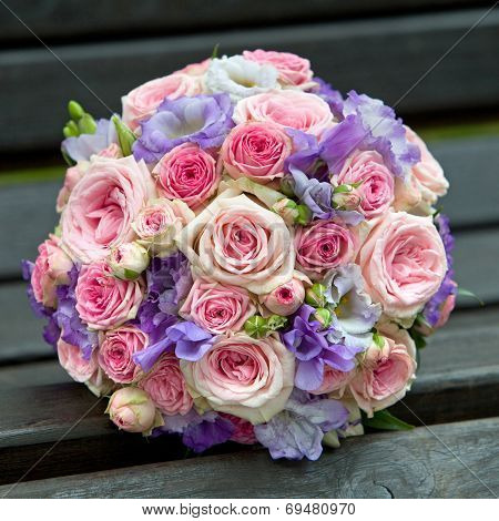 Bridal fresh bouquet for the wedding ceremony.