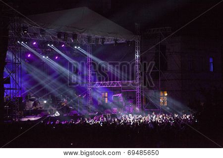 BONTIDA - JUNE 20: THIEVERY CORPORATION performs live at Electric Castle Festival at June 19, 2014 in the Banffy castle in Bontida, Romania