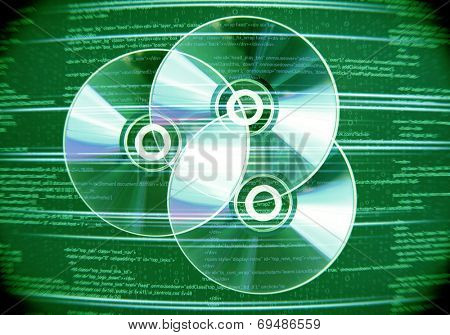 Conceptual image with CD disk and binary code