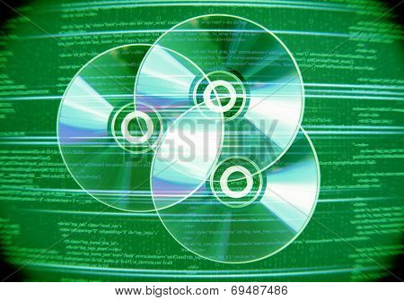 Conceptual image with CD disk and binary code