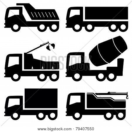 industrial trucks icons set