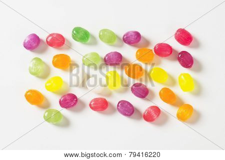 overhead view of colorful fruit beans