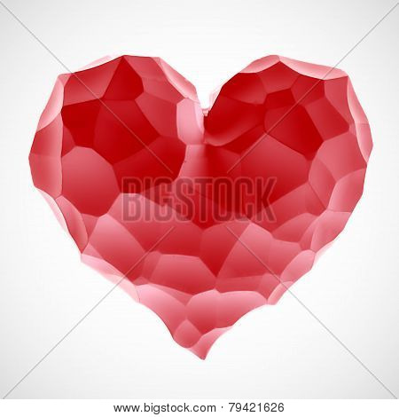 Red heart stone on Valentine's Day isolated white background