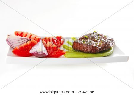 Carne de vaca en blanco