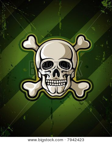 teschio con le ossa dello scheletro sul grunge background militare