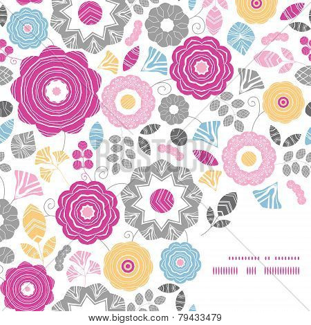Vector vibrant floral scaterred frame corner pattern background