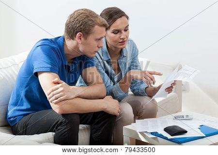 Poor Marriage Reading Unpaid Bills
