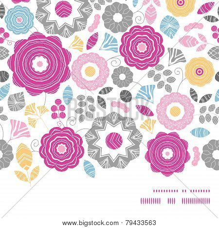 Vector vibrant floral scaterred horizontal frame seamless pattern background