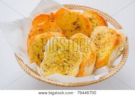 Garlic Bread On The White Background