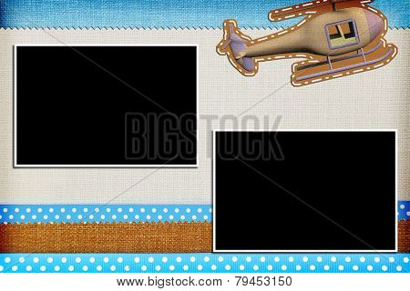 Decorative template with photo frames. Scrapbook, photobook concept