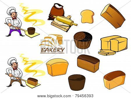 Bakery Icons In Cartoon Style