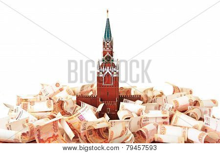 Model of the Moscow Kremlin in the background of five thousandth