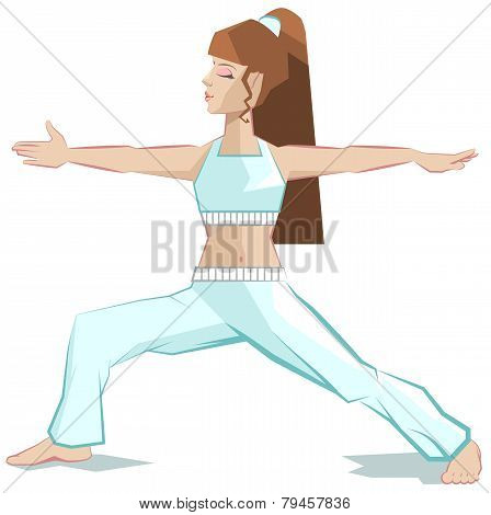 Girl yoga. Virabhadrasana