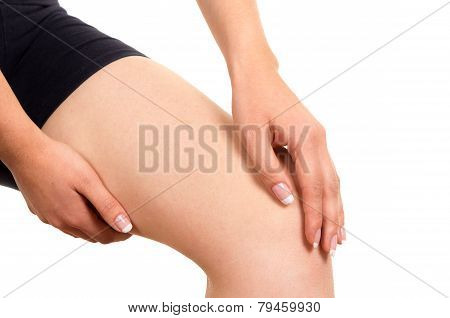 young beautiful woman with knee pain