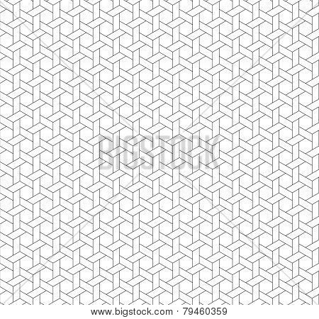 Black And White Geometric Seamless Pattern With Weave Style.