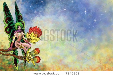 Faerie mit Abend himmel hintergrund