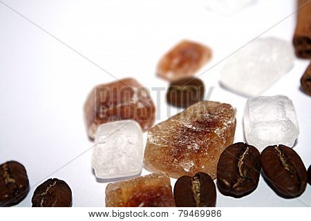 Coffee beans and cane sugar