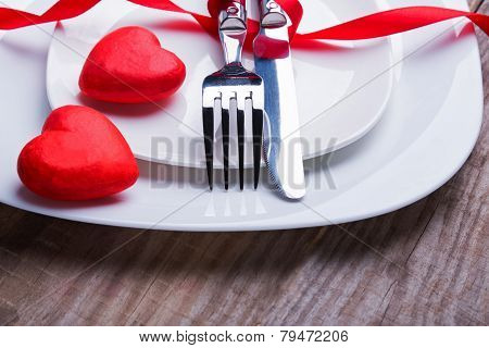 Valentine's Day Table Setting Concept.