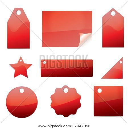 set di etichette prezzo tag vettore vuoto nel colore rosso