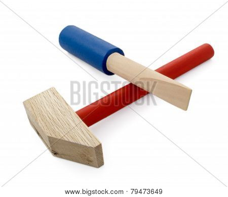 Wooden Hammer And Screwdriver