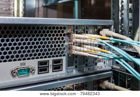 IT fiber optic connection to a server in a datacenter for cloud services
