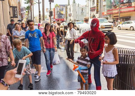 Taking Pictures With Spiderman At Hollywood