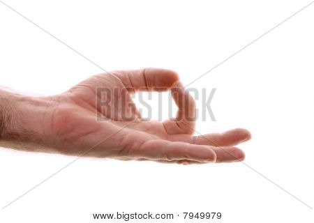 Yogiska Gyan Hand Position isolerad på vit