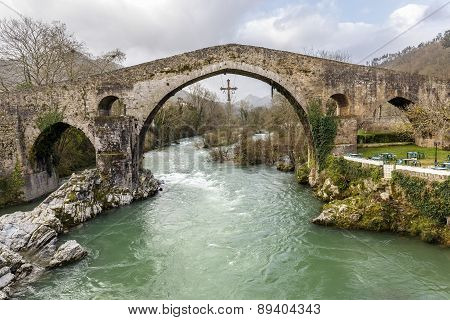 Roman Stone Bridge In Cangas De Onis