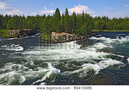 Threshold Padun On Umba River, Kola Peninsula, Russia