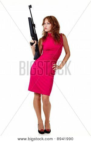Dívka sexy akce s pistolí