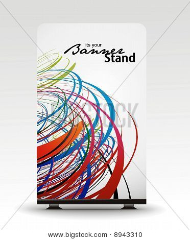 een rolup-display met stand spandoekontwerp sjabloon