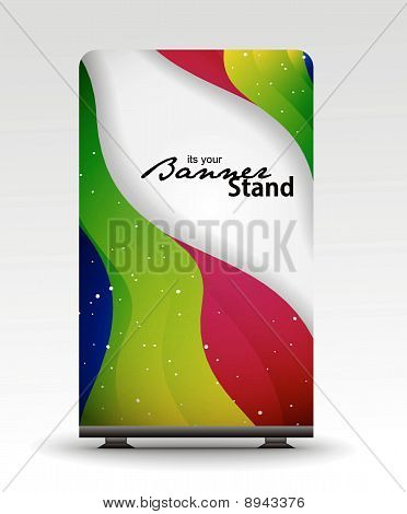 een rolup-display met stand spandoekontwerp sjabloon