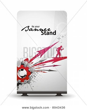 een rolup-display met stand spandoekontwerp sjabloon