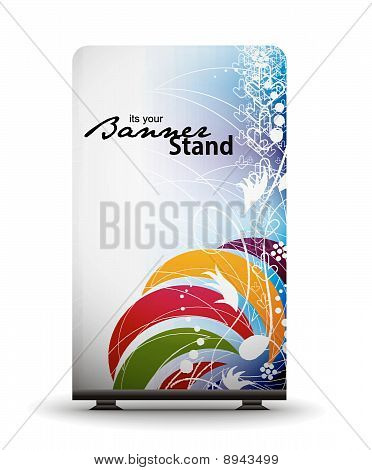 een rolup-display met stand spandoekontwerp sjabloon