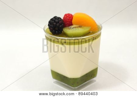 Dessert Mousse And Kiwi  With  Mixedfruit