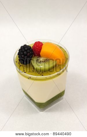 Dessert Mousse And Kiwi  With  Mixedfruit