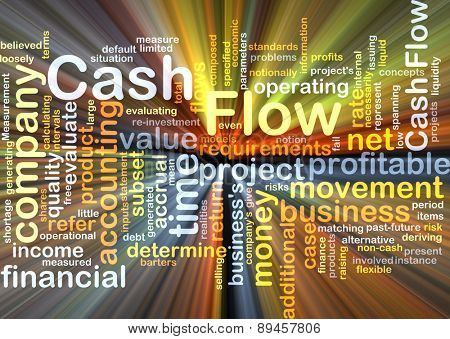 Background concept wordcloud illustration of cash flow glowing light