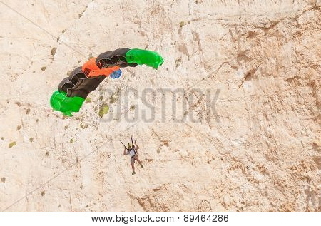 Base Jump In Shipwreck Beach Of Zakynthos Island