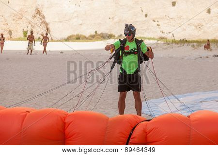 Base Jump In Shipwreck Beach Of Zakynthos Island