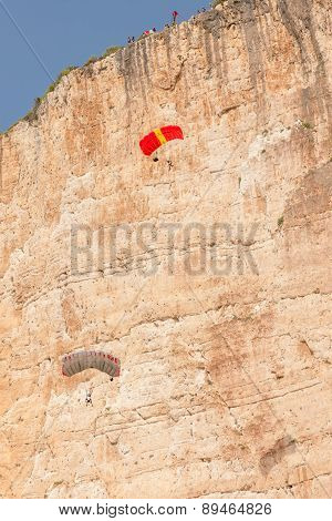 Base Jump In Shipwreck Beach Of Zakynthos Island