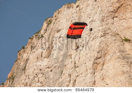 Base Jump In Shipwreck Beach Of Zakynthos Island