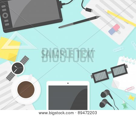 Flat Design Objects, Office Desk Background