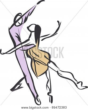 Man and woman dancing .