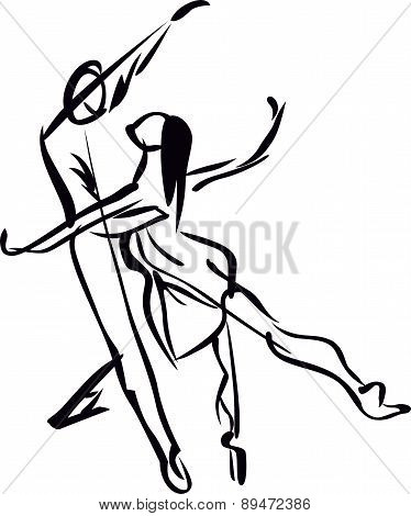 Man and woman dancing .