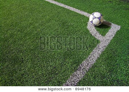 A ball at the corner of field