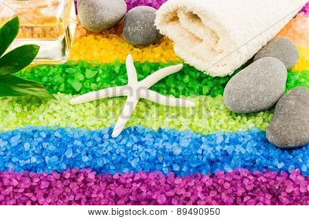 Sea Salt With Shell, Stones, Aroma Oil And Bath Towel